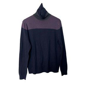 Ted Baker Merino Wool Blue Purple Colorblock Turtleneck Sweater 3   0263